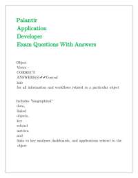 Palantir Application Developer Exam Questions With Answers.