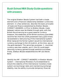 Bretton Woods System and Globalization: Key Questions and Answers