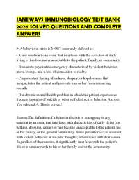 JANEWAYS IMMUNOBIOLOGY TEST BANK 2026 SOLVED QUESTIONS AND COMPLETE ANSWERS