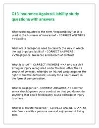 Insurance Liability Study Questions and Answers