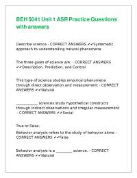 Science and Behavior Analysis Practice Questions with Answers