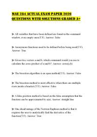 MAE 284 ACTUAL EXAM PAPER 2026 QUESTIONS WITH SOLUTIONS GRADED A+
