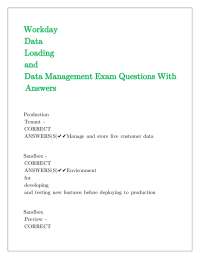 Workday Data Loading and Management Exam Questions with Answers