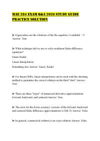 MAE 284 EXAM Q&A 2026 STUDY GUIDE PRACTICE SOLUTION