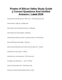 Pirates of Silicon Valley Study Guide || Correct Questions And Verified Answers | Latest