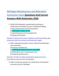 Michigan Maintenance and Alteration Contractor Exam Questions And Correct Answers