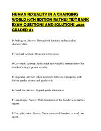HUMAN SEXUALITY IN A CHANGING WORLD 10TH EDITION RATHUS EXAM SCRIPT 2026 TESTED QUESTIONS