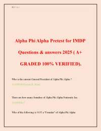 Alpha Phi Alpha Pretest for IMDP Questions & answers 2025 ( A+ GRADED 100% VERIFIED)