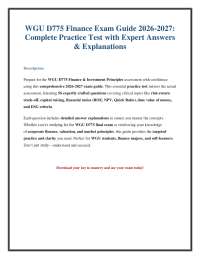 WGU D775 Finance Exam Guide 2026/2027: Questions & Answers