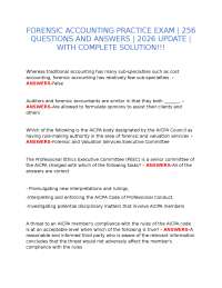 Forensic Accounting Practice Exam: 256 Questions and Answers