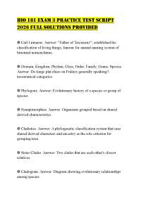 BIO 181 EXAM 3 PRACTICE TEST SCRIPT 2026 FULL SOLUTIONS PROVIDED