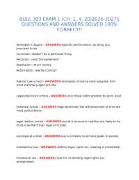 Law Exam Questions and Answers: Remedies, Legal Schools, and Legal Principles