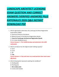 LANDSCAPE ARCHITECT LICENSING EXAM QUESTION AND CORRECT ANSWERS (VERIFIED ANSWERS)
