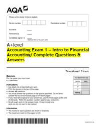 A-Level Accounting Exam 1: Financial Accounting Questions and Answers