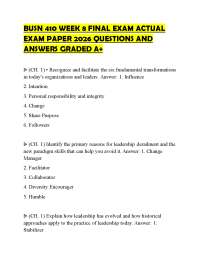 BUSN 410 WEEK 8 FINAL EXAM ACTUAL EXAM PAPER 2026 QUESTIONS AND ANSWERS GRADED A+