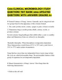 C453 CLINICAL MICROBIOLOGY STUDY QUESTIONS TEST BANK 2026 UPDATED QUESTIONS WITH ANSWERS G