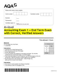 Accounting Exam 1 – End Term Exam with Correct,