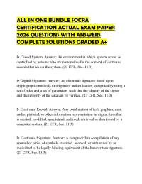 ALL IN ONE BUNDLE SOCRA CERTIFICATION ACTUAL EXAM PAPER 2026 QUESTIONS WITH ANSWERS COMPLE