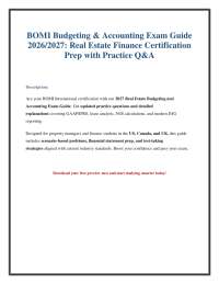 BOMI Budgeting and Accounting Exam Guide 2027: Practice Questions & Answers