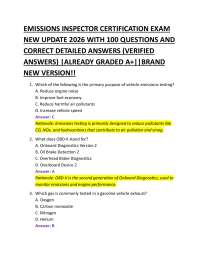 Emissions Inspector Certification Exam: 100 Questions and Answers (2026 Update)