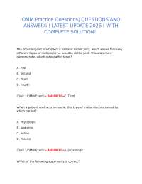 OMM Practice Questions with Complete Solutions