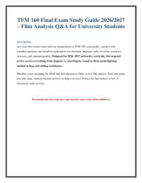 TFM 160 Final Exam Study Guide: Film Analysis Q&A
