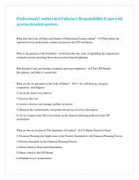Professional Conduct and Fiduciary Responsibility Exam Questions and Answers