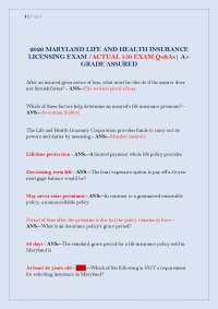 Maryland Life and Health Insurance Licensing Exam Q&A