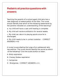 Pediatric Practice Questions and Answers for Nursing Students
