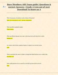 Bmw Members ASE Exam guide| Questions & correct Answers | Grade A (100 out of 100)