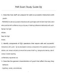 DJJ Exam Study Guide: Safe Interactions with Youth
