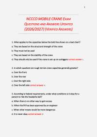 NCCCO MOBILE CRANE EXAM QUESTIONS AND ANSWERS UPDATED (2026/2027) (VERIFIED ANSWERS)