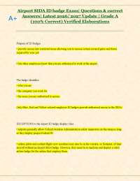Airport SIDA ID badge Exam| Questions & correct Answers| Latest 2026/ 2027 Update |