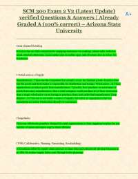 SCM 300 Exam 2 V2 (Latest Update) verified Questions & Answers | Already Graded A (100%