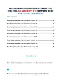 TEXAS NURSING JURISPRUDENCE EXAM LATEST 2025-2026| ALL VERSION V1 1-10 |COMPLETE GUIDE
