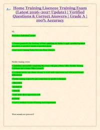 Home Training Licensee Training Exam: Questions and Answers