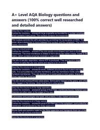 A+ Level AQA Biology questions and answers (100% correct well researched and detailed an