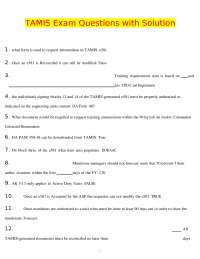 TAMIS Exam Questions and Answers for Training Management