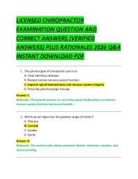 Chiropractor Examination Questions and Answers 2026