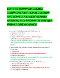 CBHT Exam Questions and Answers 2026: Behavioral Health Technician Study Guide
