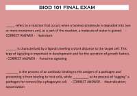 BIOD 101 Final Exam Questions and Answers