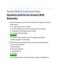 Florida NASCLA Contractor Exam Questions and Answers with Rationales