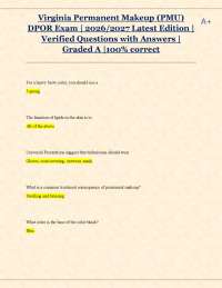Virginia Permanent Makeup (PMU) DPOR Exam | 2026/2027 Latest Edition | Verified