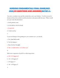 Nursing Fundamentals Final Exam: 215 Q&A for A+ Success