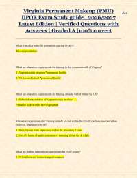 Virginia Permanent Makeup (PMU) DPOR Exam Study Guide 2026/2027