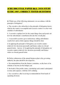 ACHE BOG FINAL PAPER Q&A: 2026 STUDY GUIDE 100% CORRECT TESTED QUESTION