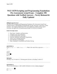 WGU D278 Scripting and Programming Foundations Pre-Assessment Actual Exam – 2026-2027 is a
