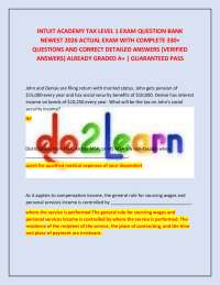 INTUIT ACADEMY TAX LEVEL 1 EXAM QUESTION BANK NEWEST 2026 ACTUAL EXAM WITH COMPLETE 330+ Q