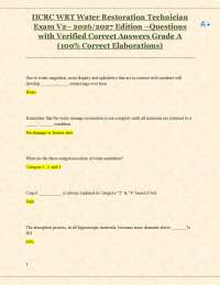 IICRC WRT Water Restoration Technician Exam V2– 2026/2027 Edition –Q & A