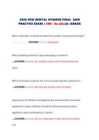 Dental Hygiene Review Questions and Answers